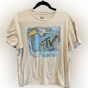 MTV Beige and Blue Short Sleeve Tee